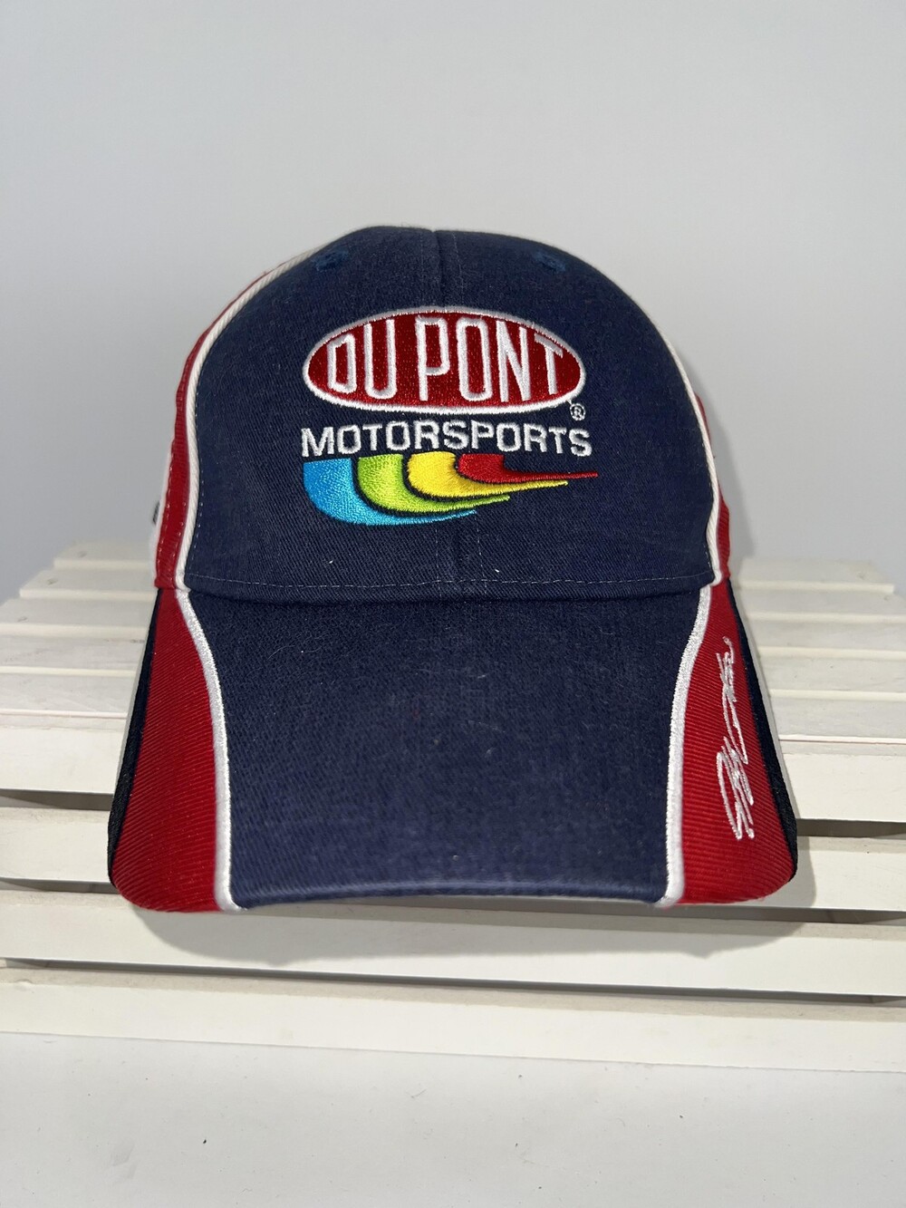 Dupont Motorsports Hat Cap Strap Back One Size Blue Red White NASCAR Racing Mens